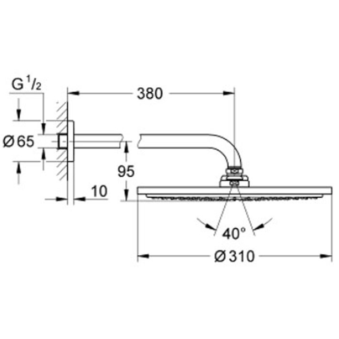 Shower head set 380 mm, 1 spray Grohe Rainshower Cosmopolitan 310 26066GN0 – Grohe 11.8.35.0010 – снимка 1